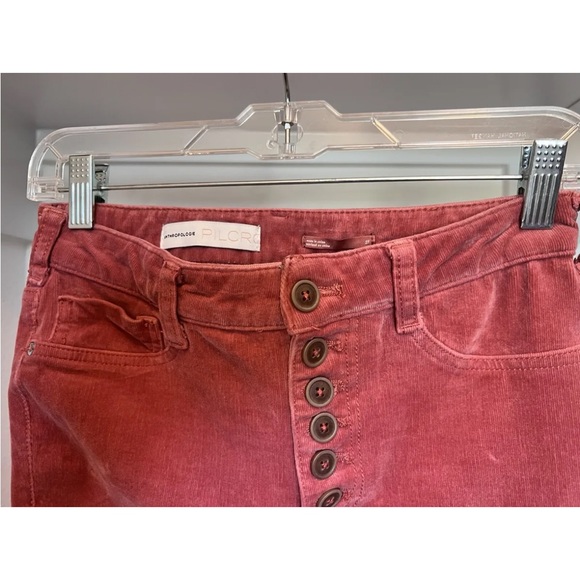 Anthropologie Pilcro Sz 27/4 High Skinny Pant Pink Corduroy Stretch Button Fly - Picture 2 of 5